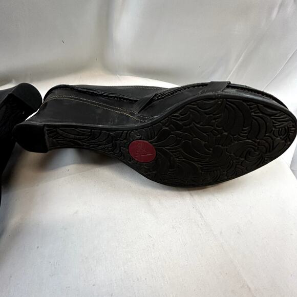 Clarks Artisan Black leather Size 9 heel wedge women's shoe - Picture 11 of 12